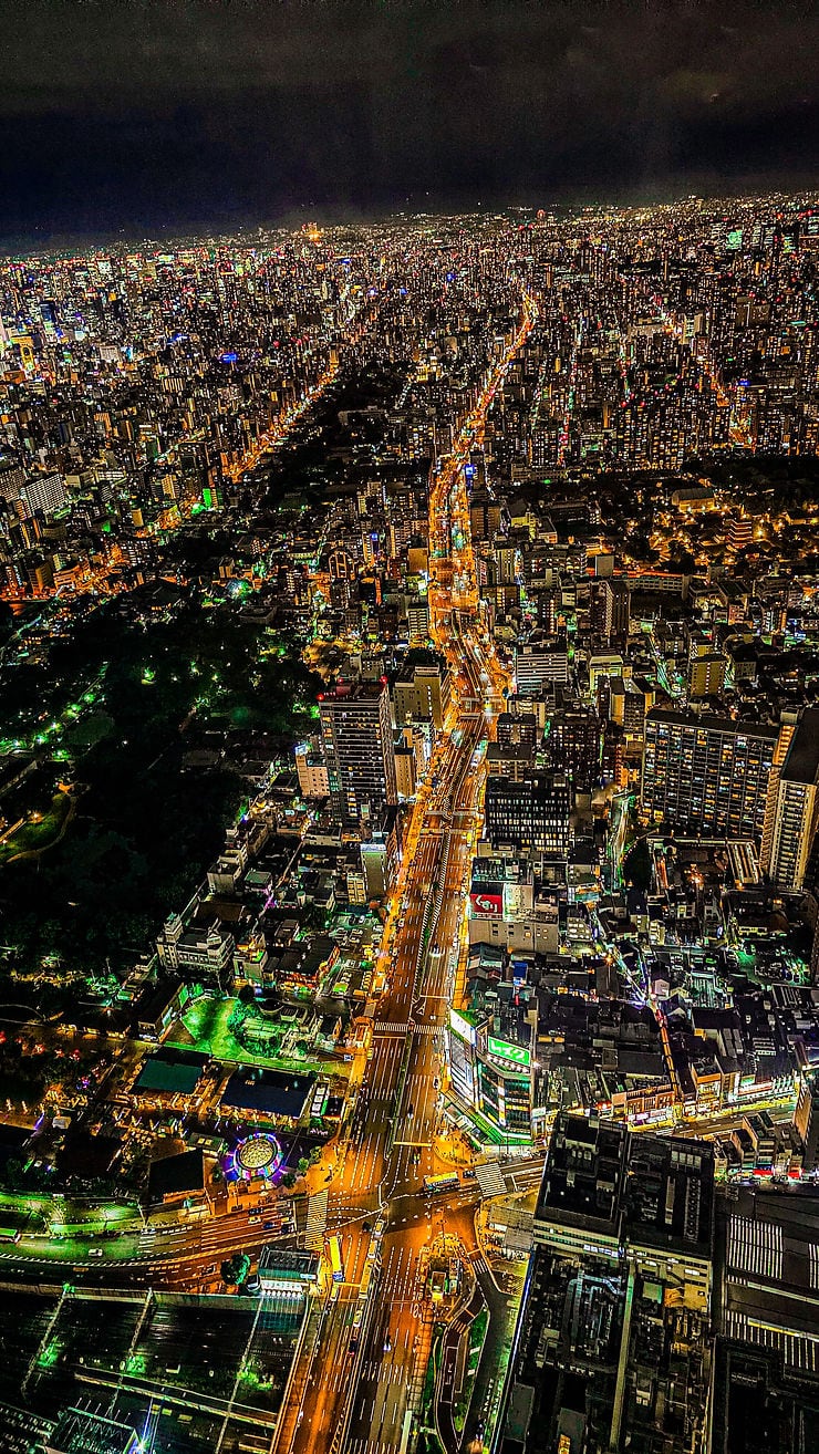 Night view of Osaka from Harukas 300 observatory