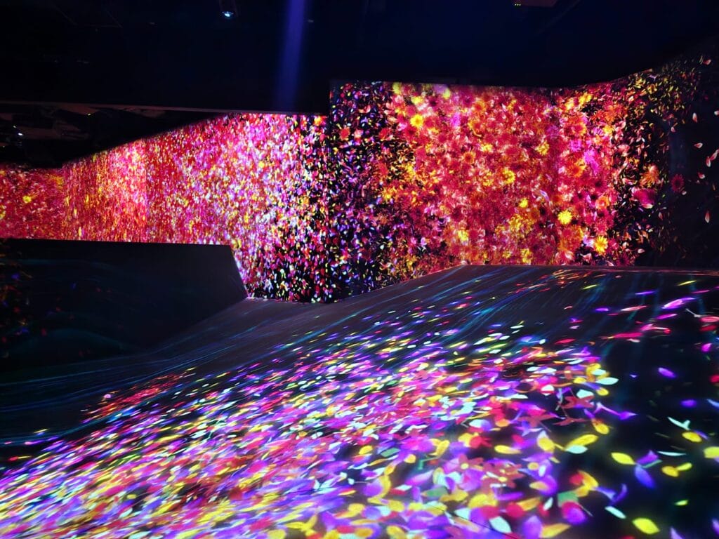 Vivid colorful light display event in Fukuoka.